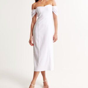 Women's White Off-The-Shoulder Midi Dress